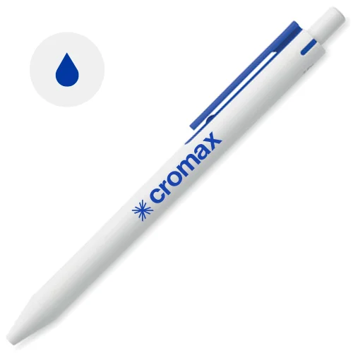 Penna a sfera pulsante in ABS riciclato con dettagli colorati e refill blu
