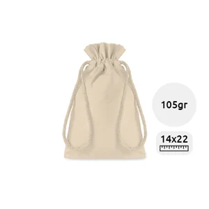 Sacca Piccola in colore naturale con chiusura a coulisse da 105gr 14X22cm