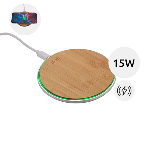 Caricatore wireless in alluminio riciclato e bambù da 15W