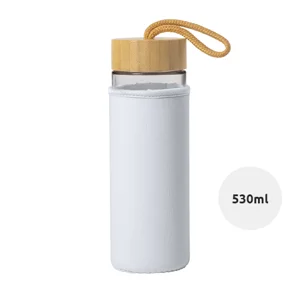 Borraccia in vetro da 530ml con coperchio in Bambù e custodia in neoprne