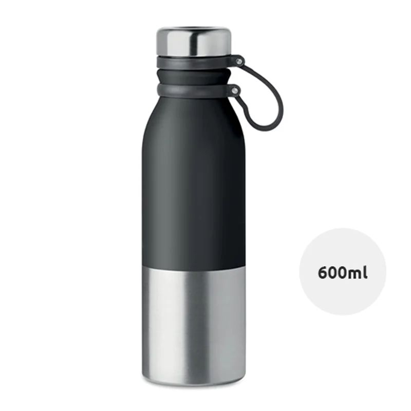 Borraccia in acciaio inossidabile doppio strato con impugnatura in silicone 600ml