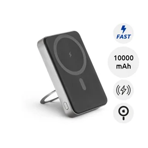Power bank magnetico da 10.000 mAh in ABS riciclato con caricatore wireless superveloce e anello di supporto