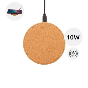 Caricatore wireless in sughero naturale con fondo in pelle PU da 10W
