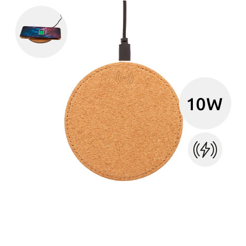Caricatore wireless in sughero naturale con fondo in pelle PU da 10W