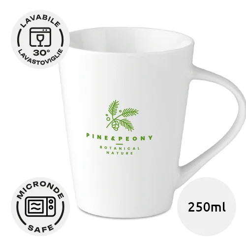 Tazza in porcellana conica bianca da 250ml