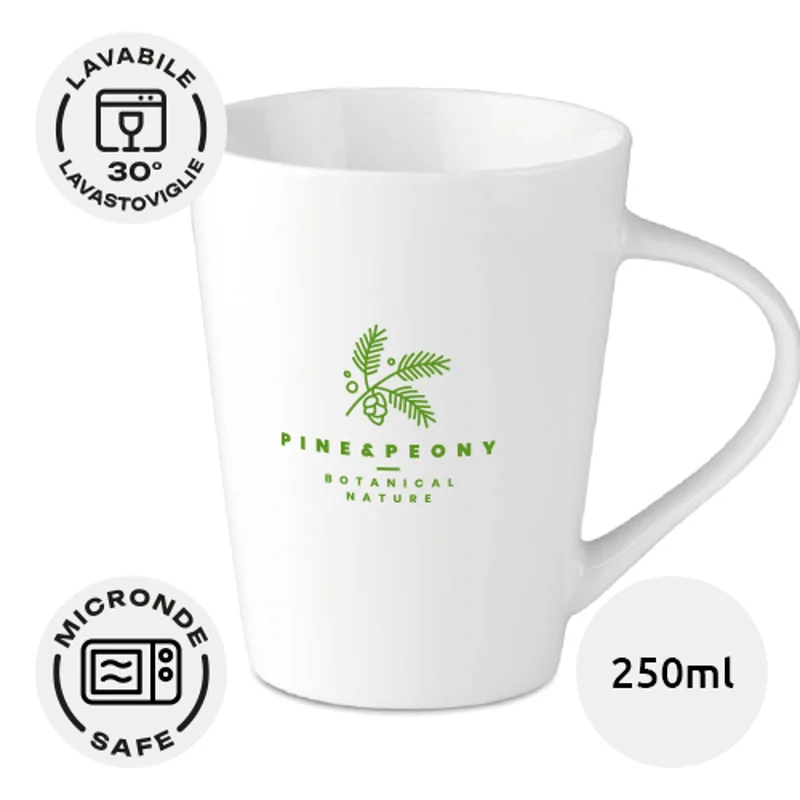Tazza in porcellana conica bianca da 250ml