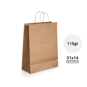 Shopper in carta kraft in colore avana formato medio da 115gr 24x31x9cm