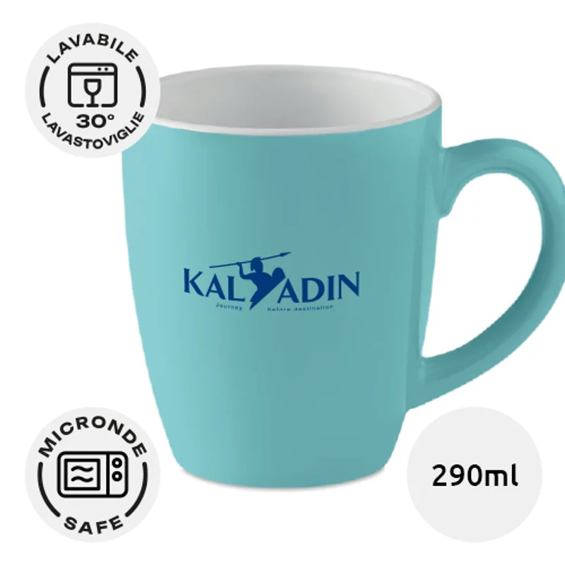 Tazza in ceramica colorata da 290ml con scatola regalo bianca