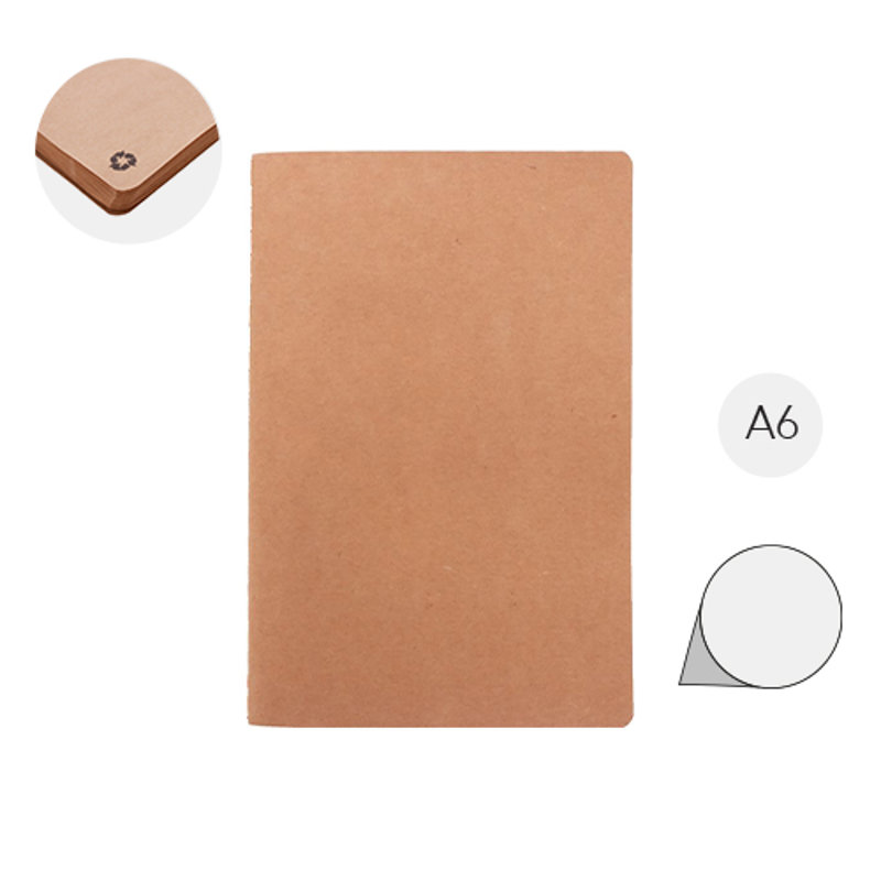 Block note A6 copertina e 60 fogli lisci in carta kraft riciclata