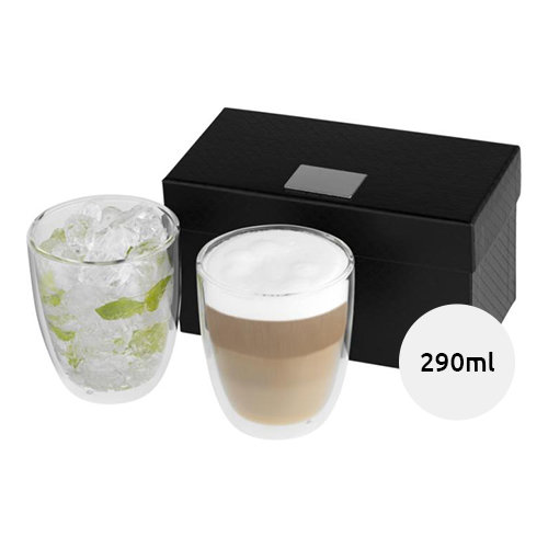 Set di bicchieri in vetro borosilicato con isolamento a doppia parete da 290ml