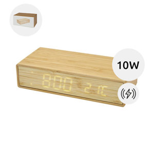 Stazione meteo con ricarica wireless e sveglia in bambù da 10W