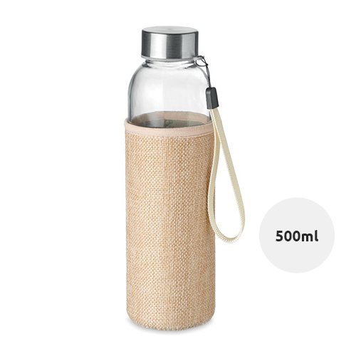 Borraccia in vetro da 500ml con custiodia in juta