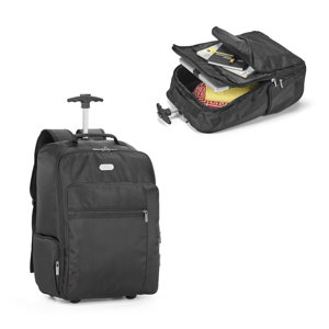 Zaino trolley per PC da 17'' in 1680D e 300D con scompartimento principale imbottito e foderato com spallacci imbottiti e impugnatura estensibile in metallo 33x49x22cm