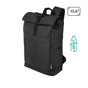 Zaino in RPET roll-up e porta pc da 15,6" spallacci imbottiti regolabili tasca frontale con cerniera 12L 25x14x43cm