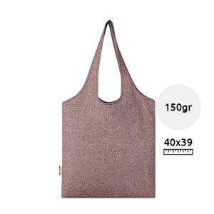 Shopper in cotone riciclato in diverse colorazioni con manici lunghi da 150gr 40x39cm