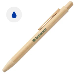 Penna a sfera totalmente in bambù con meccanismo a scatto e refill blu