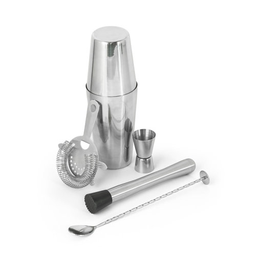 Set da cocktail in acciaio inox da 6 pezzi include confezione regalo e custodia