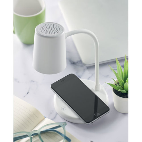 Lampada da ufficio con ricarica wireless e speaker