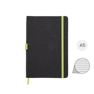 Block notes A5 con copertina in pelle PU e 96 fogli a righe e con elastico segnalibro e portapenne in coordinato