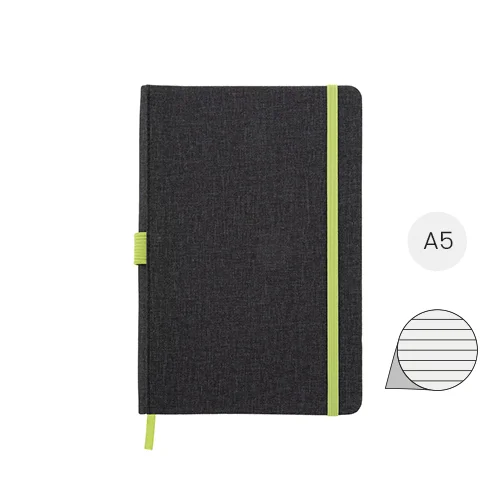 Block notes A5 con copertina in pelle PU e 96 fogli a righe e con elastico segnalibro e portapenne in coordinato