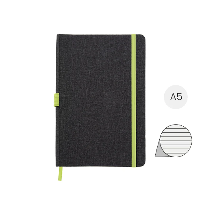 Block notes A5 con copertina in pelle PU e 96 fogli a righe e con elastico segnalibro e portapenne in coordinato