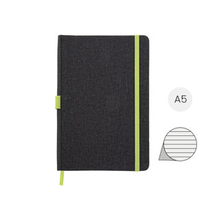 Block notes A5 con copertina in pelle PU e 96 fogli a righe e con elastico segnalibro e portapenne in coordinato