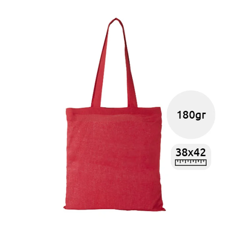 Shopper in cotone con manici lunghi disponibili in vari colori da 180gr 38x42cm