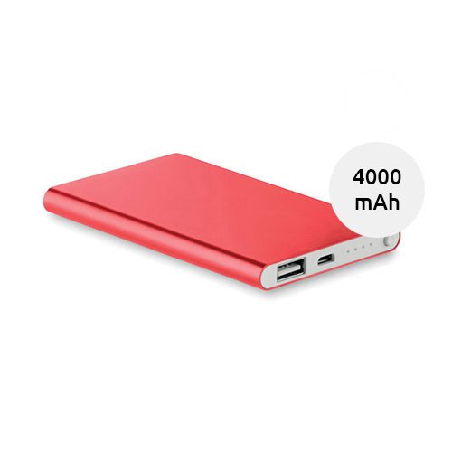Power bank in alluminio piatto disponible in vari colori da 4000mAh