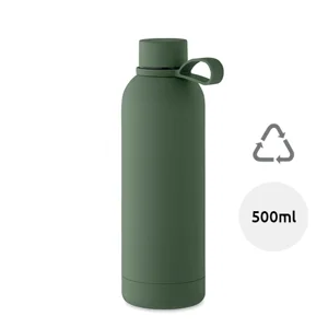 Borraccia isolante doppio strato in acciaio inox riciclato finitura in gomma e manico in silicone da 500ml