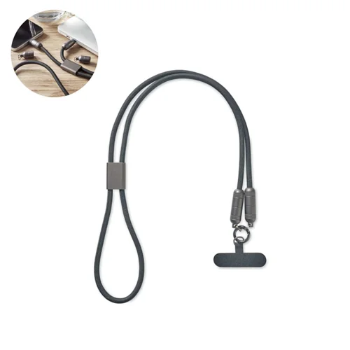 Cavo di ricarica da 60W tipo-C con lnyard in RPET porta telefono
