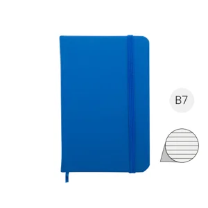 Block notes B7 con copertina in finta pelle e 100 fogli a righe segnalibro e cinturino in gomma coordinati