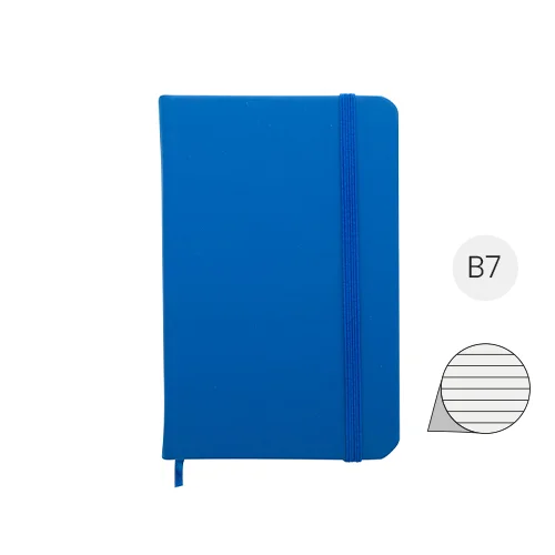 Block notes B7 con copertina in finta pelle e 100 fogli a righe segnalibro e cinturino in gomma coordinati