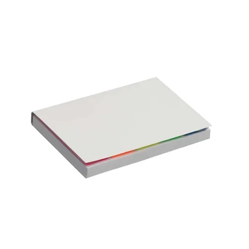 Blocco di foglietti adesivi bianchi 50x72mm con Copertina Morbida e 5 label colorati