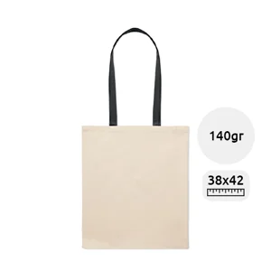 Shopper in cotone in colore naturale con manici lunghi colorati da 140gr 38X42cm