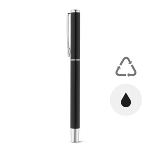 Penna roller in alluminio con clip refill nero