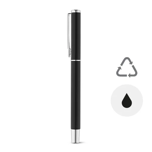 Penna roller in alluminio con clip refill nero