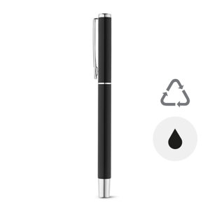 Penna roller in alluminio con clip refill nero