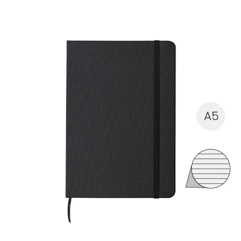 Block notes A5 con copertina in RPET e fogli a righe