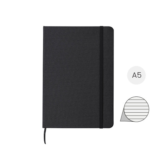 Block notes A5 con copertina in RPET e fogli a righe