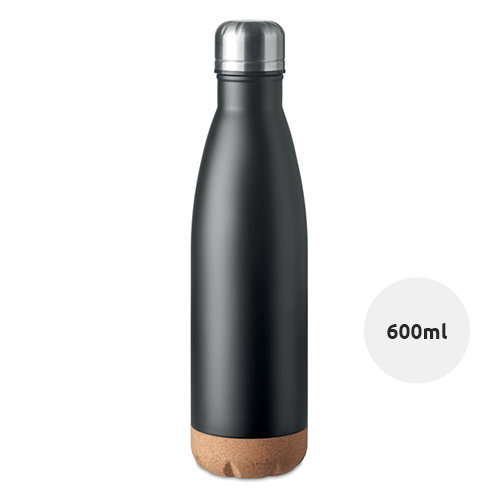 Borraccia doppio strato in acciao inossidabile con dettagli in sughero sulla base 600ml