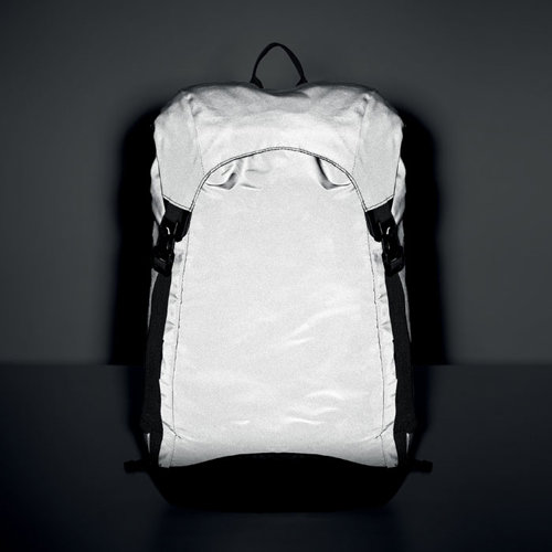 Zaino idrorepellente porta pc in poliestere 190T riflettente ad alta visibilità con cinghia sul petto e in vita