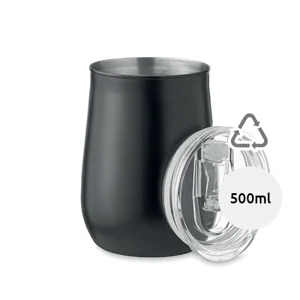 Bicchiere in acciaio inox riciclato con coperchio da 500ml
