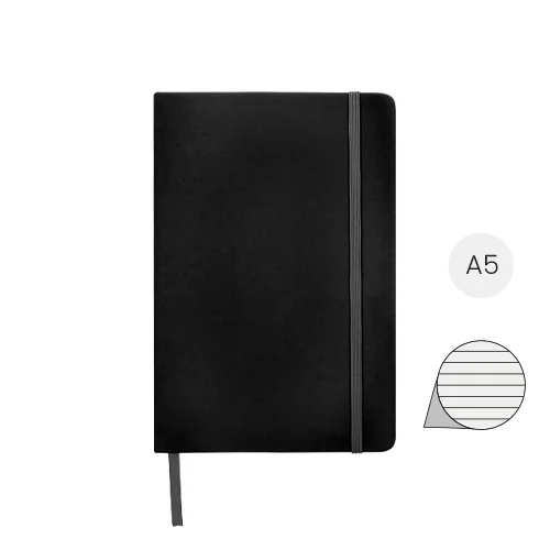 Block notes A5 con copertina rigida in PVC soft touch e 96 pagine a righe