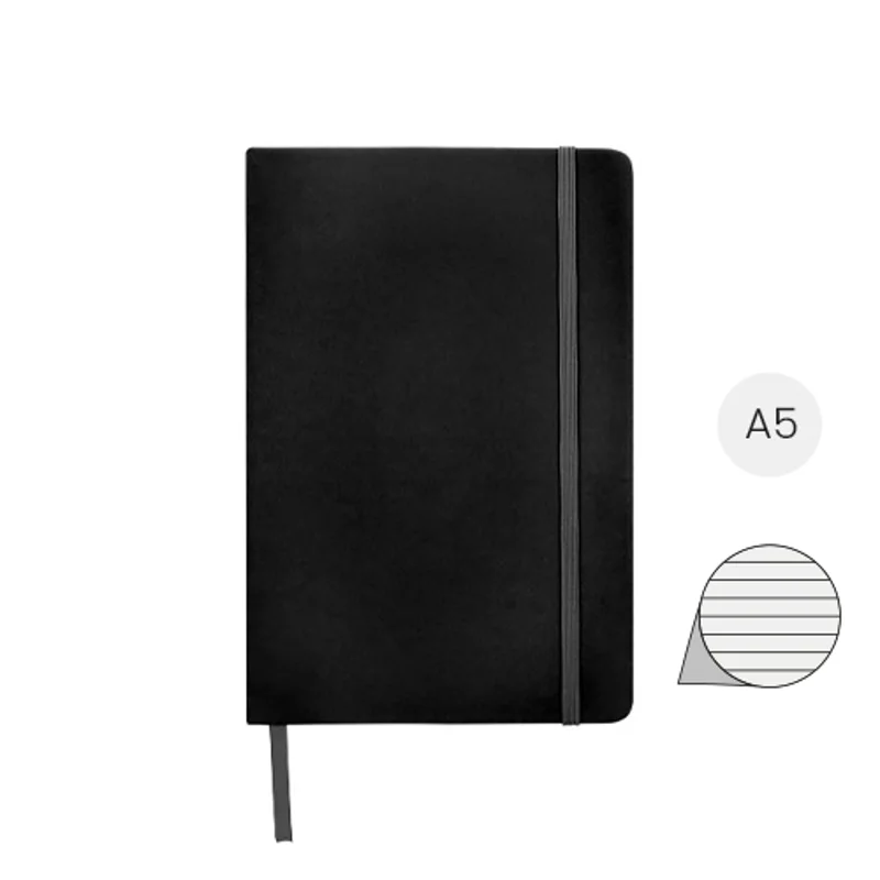 Block notes A5 con copertina rigida in PVC soft touch e 96 pagine a righe