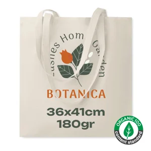 Shopper in cotone biologico con manici lunghi prodotta in Europa da 180gr 36x41cm