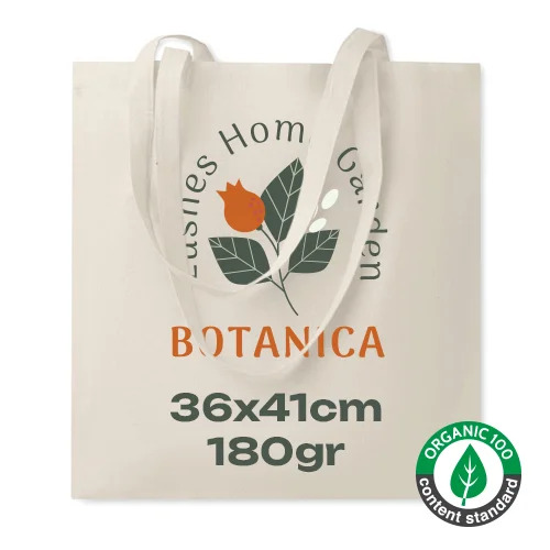 Shopper in cotone biologico con manici lunghi prodotta in Europa da 180gr 36x41cm