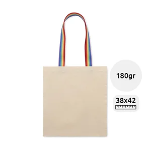 Shopper in cotone con manici colore arcobaleno da 180gr 38x42cm