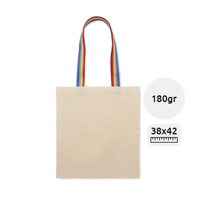 Shopper in cotone con manici colore arcobaleno da 180gr 38x42cm