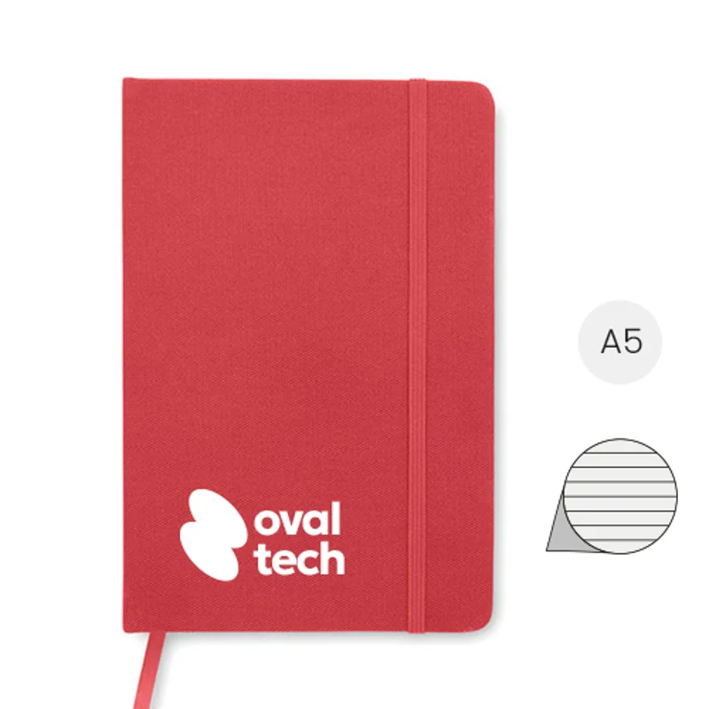 Block notes A5 con copertina in RPET e fogli a righe in carta riciclata