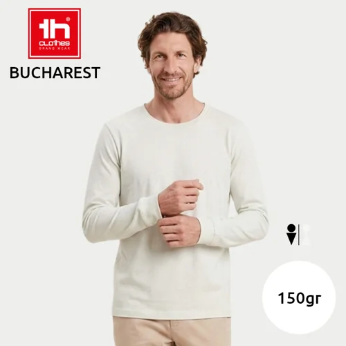 Maglietta TH CLOTHES BUCHAREST da uomo a maniche lunghe in 100% cotone jersey da 150gr